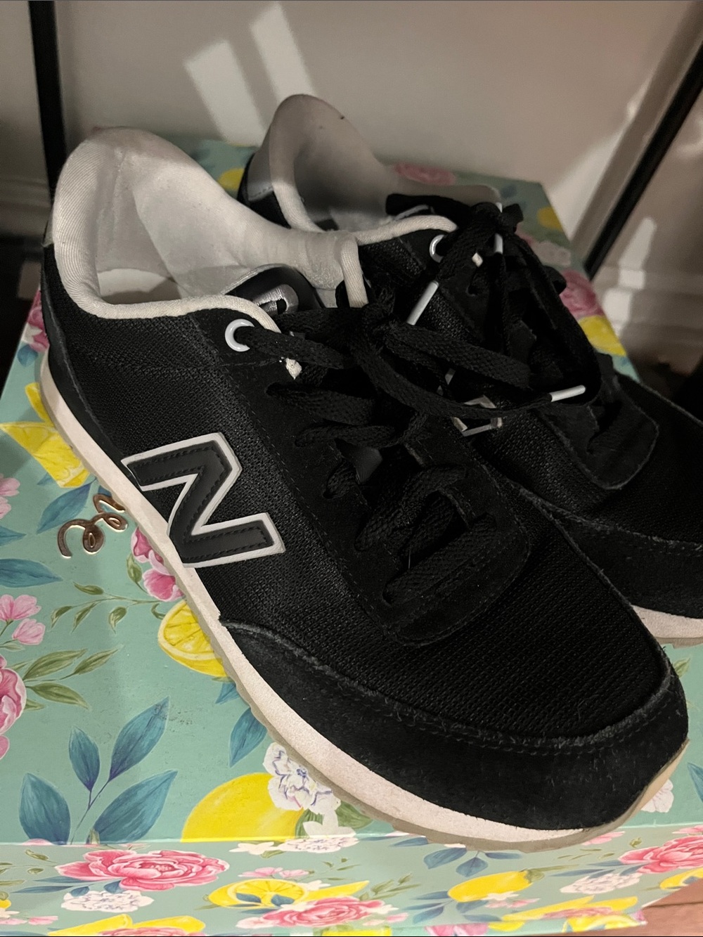 New Balance Black and White Low-Top Sneakers